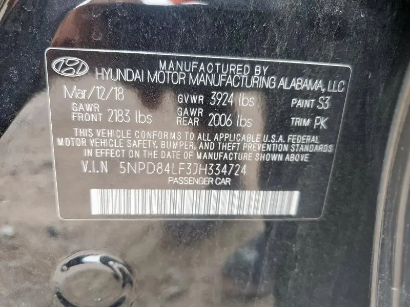 2018 HYUNDAI ELANTRA SEL  