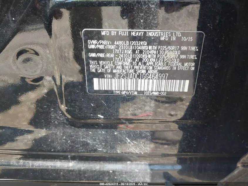 2016 SUBARU FORESTER 2.5I PREMIUM