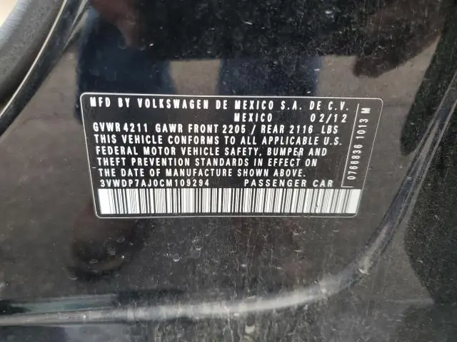 2012 VOLKSWAGEN JETTA SE  