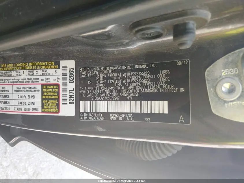 2012 TOYOTA SEQUOIA PLATINUM 5.7L V8