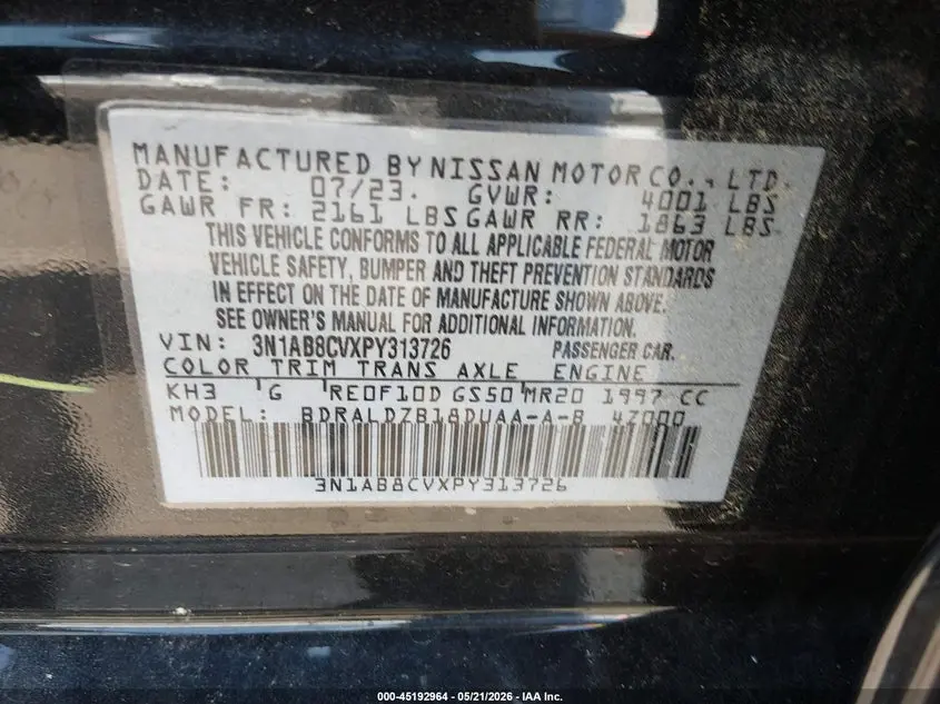 2023 NISSAN SENTRA SV XTRONIC CVT