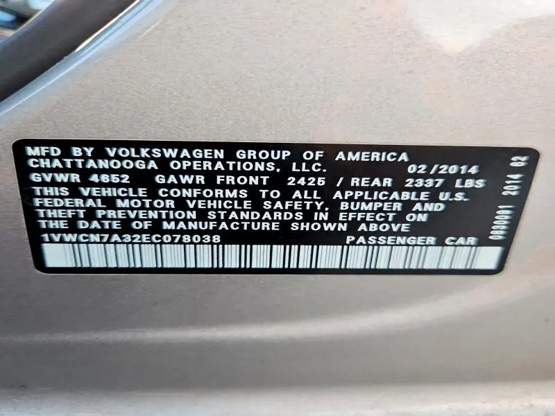 2014 VOLKSWAGEN PASSAT SEL  