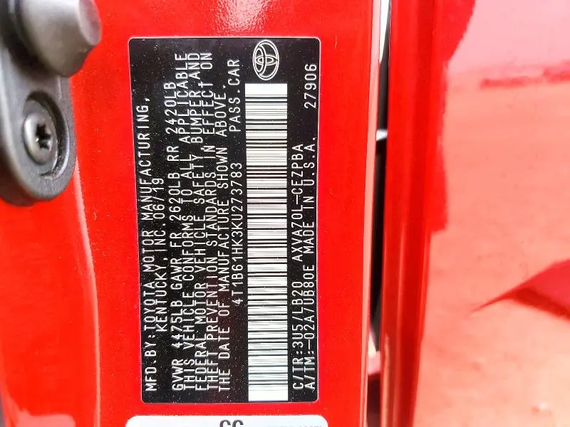 2019 TOYOTA CAMRY XSE  