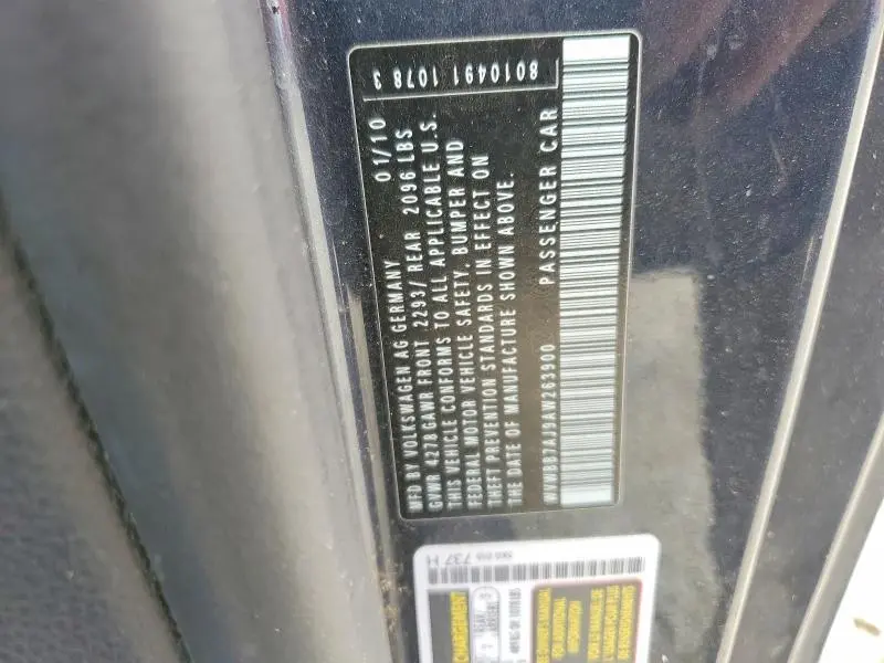 2010 VOLKSWAGEN GOLF   