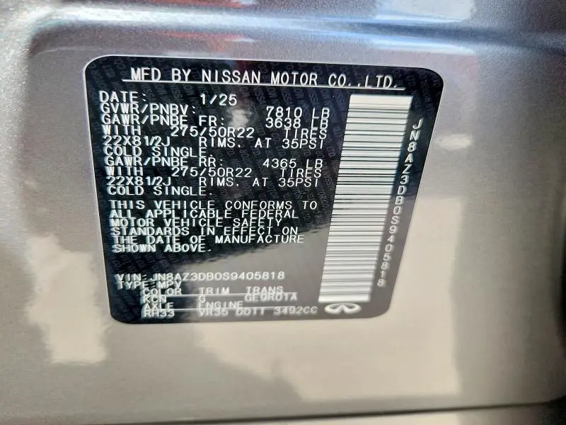 2025 INFINITI QX80 SENSORY  