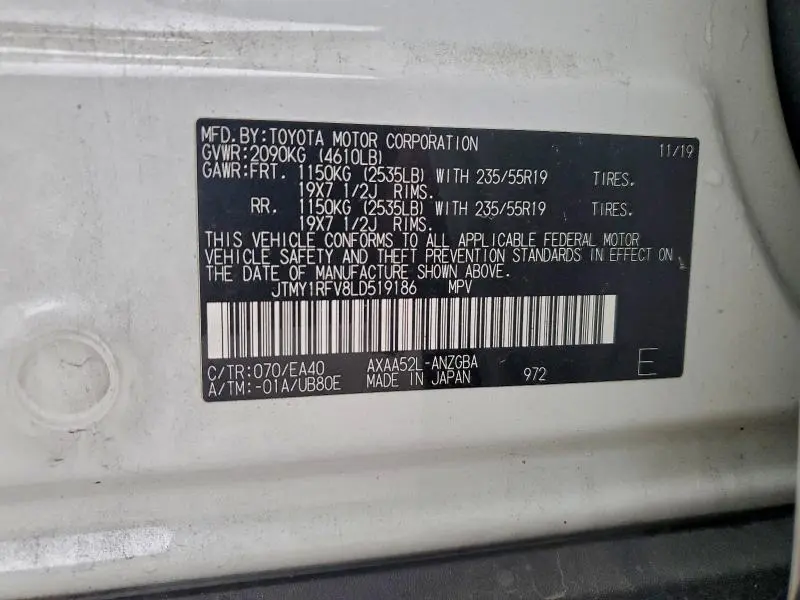 2020 TOYOTA RAV4 LIMITED  