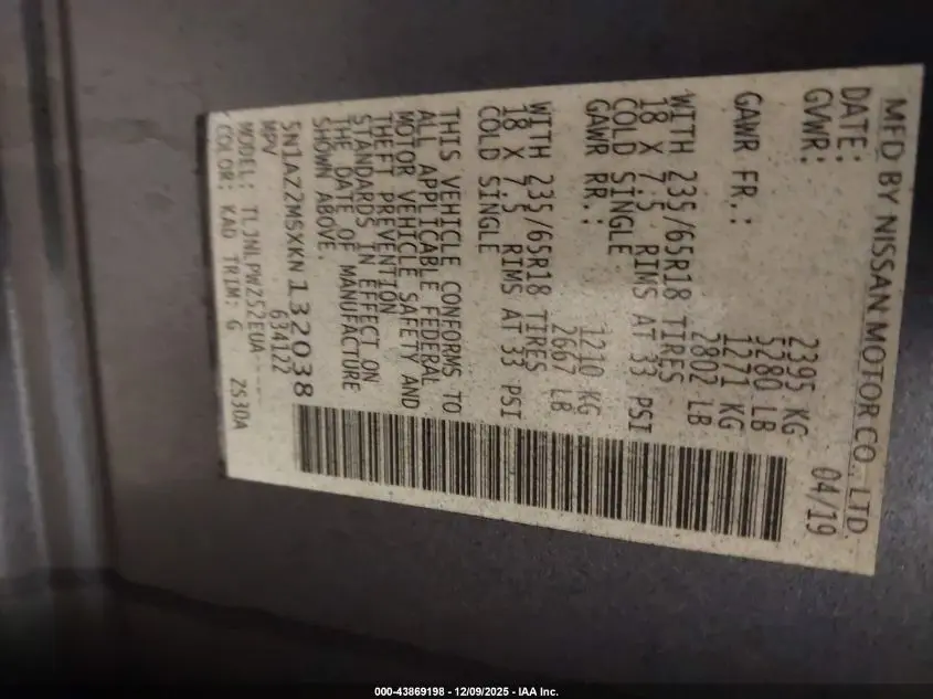 2019 NISSAN MURANO S