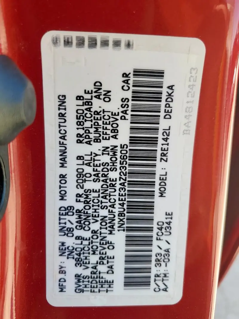 2010 TOYOTA COROLLA BASE  