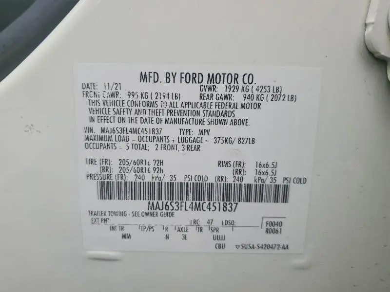 2021 FORD ECOSPORT S  