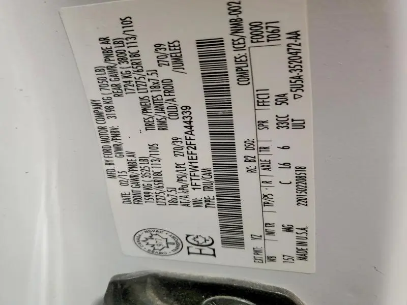 2015 FORD F150 SUPERCREW  