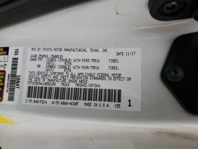 2018 TOYOTA TACOMA ACCESS CAB  