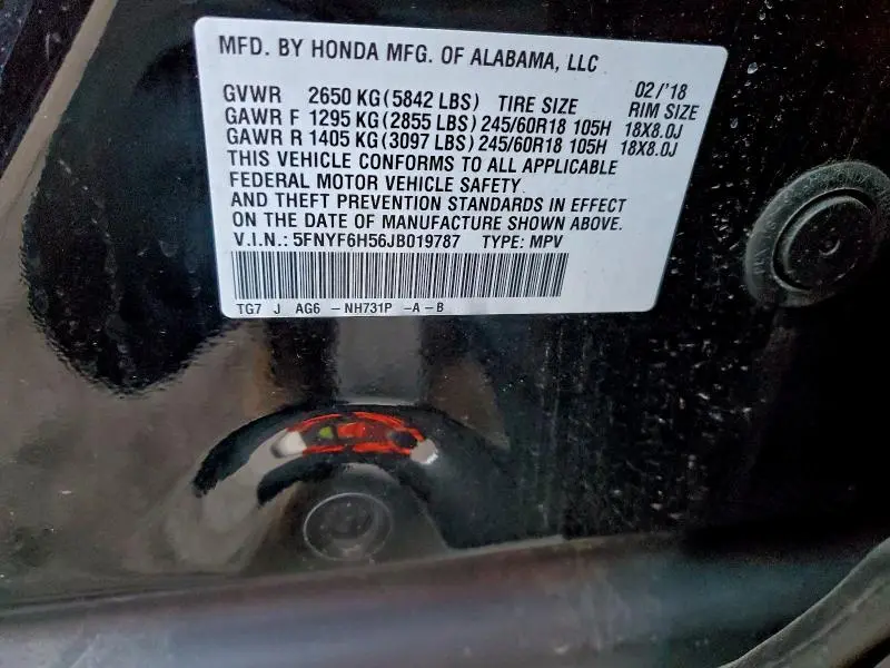 2018 HONDA PILOT EXL  