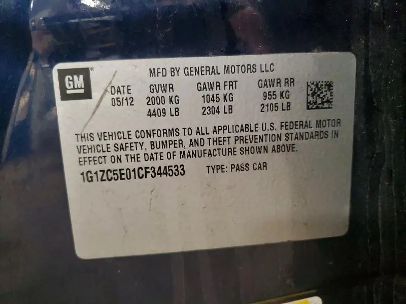 2012 CHEVROLET MALIBU 1LT  