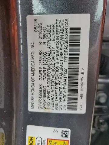 2018 HONDA ACCORD LX