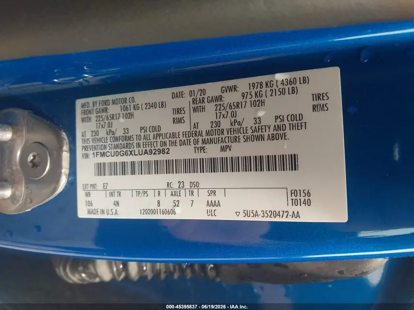 2020 FORD ESCAPE SE
