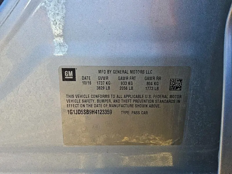 2017 CHEVROLET SONIC LT  