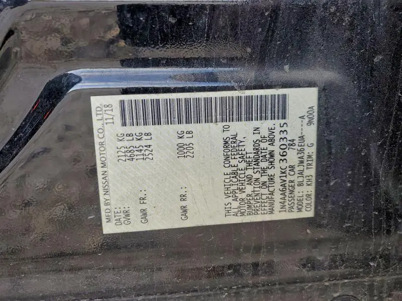 2019 NISSAN MAXIMA 3.5 SV  