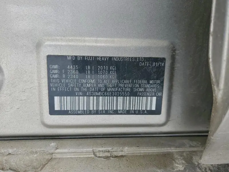 2014 SUBARU LEGACY 2.5I PREMIUM  