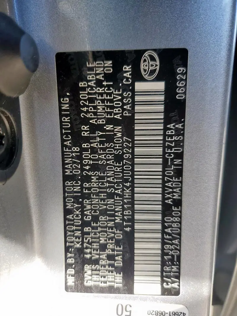 2018 TOYOTA CAMRY L  