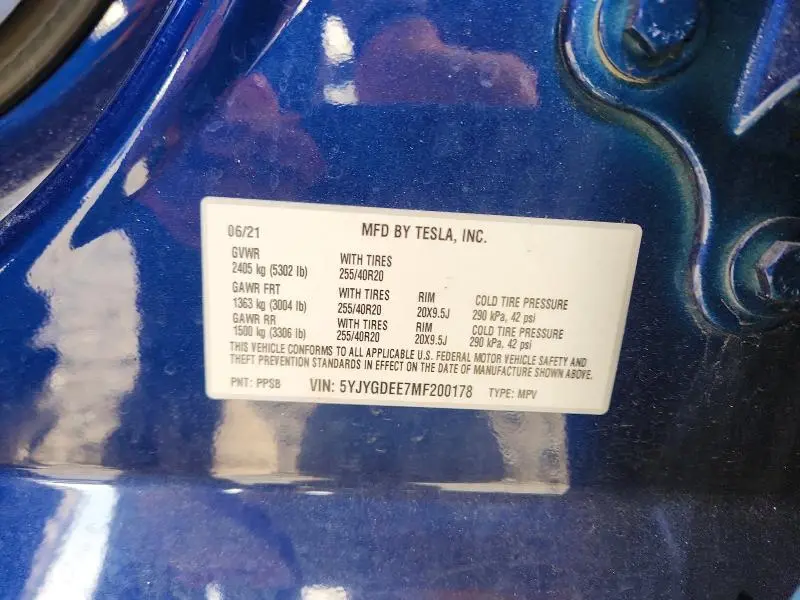 2021 TESLA MODEL Y   