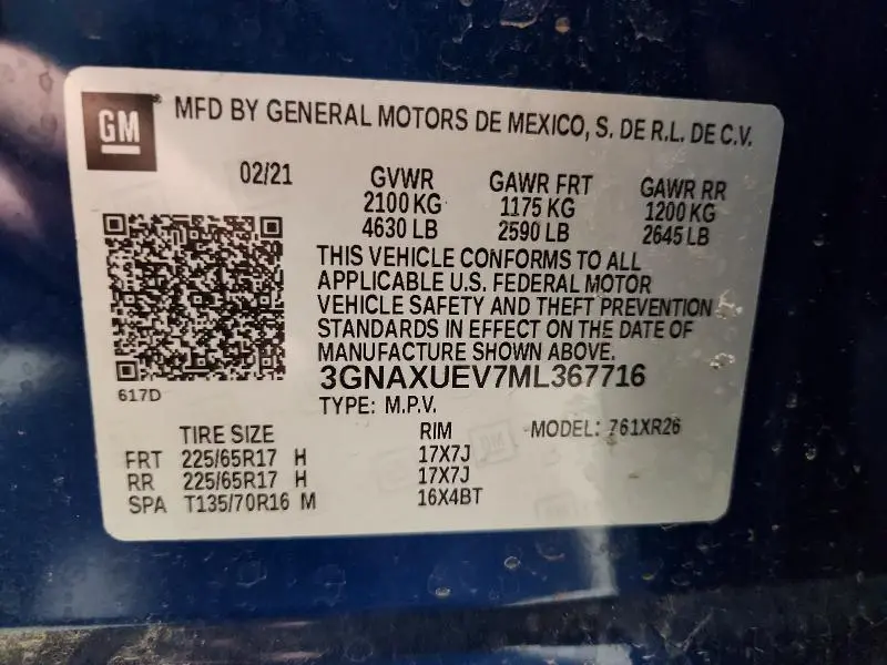 2021 CHEVROLET EQUINOX LT  