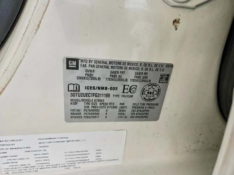 2015 GMC SIERRA K1500 SLE  