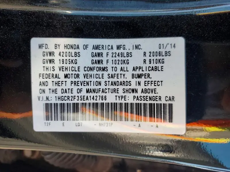 2014 HONDA ACCORD LX  