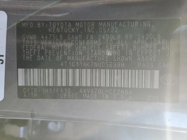 2022 TOYOTA CAMRY LE  