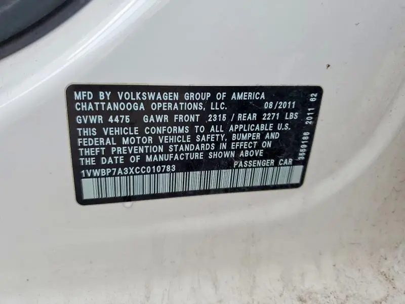 2012 VOLKSWAGEN PASSAT SE  