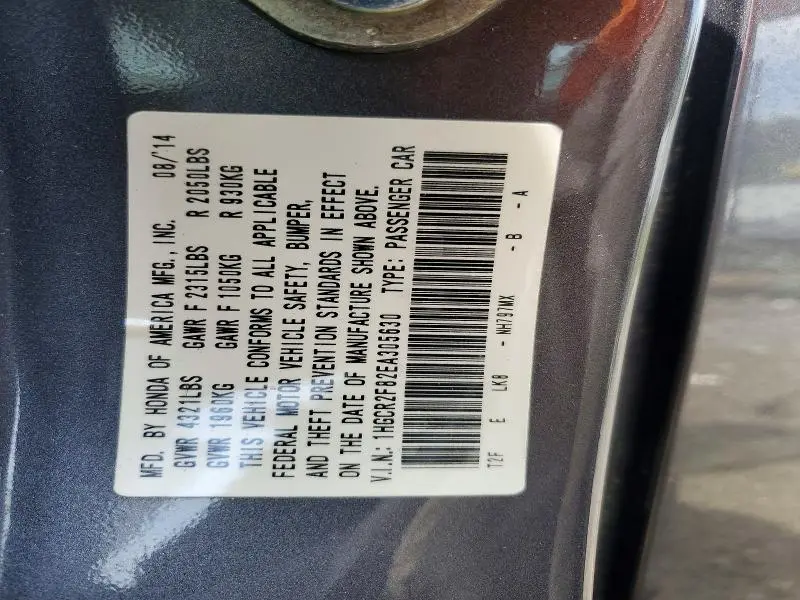2014 HONDA ACCORD EXL  