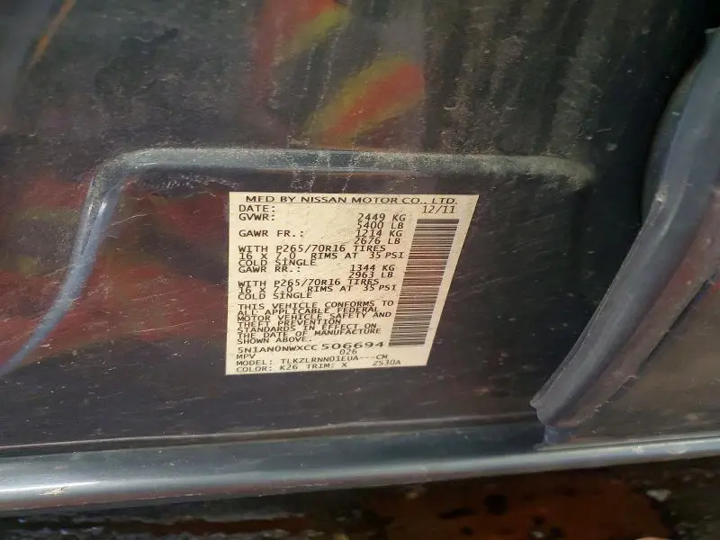 2012 NISSAN XTERRA X  