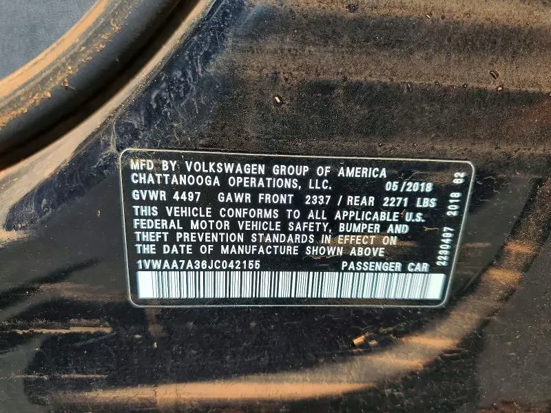 2018 VOLKSWAGEN PASSAT S  