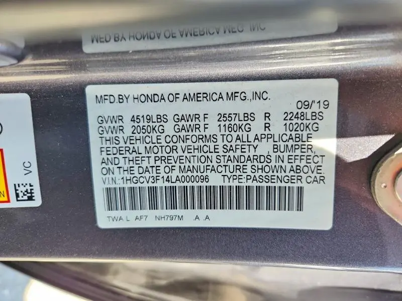 2020 HONDA ACCORD HYBRID  