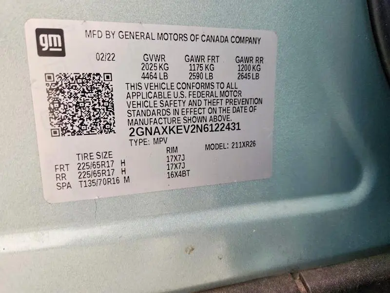 2022 CHEVROLET EQUINOX LT  