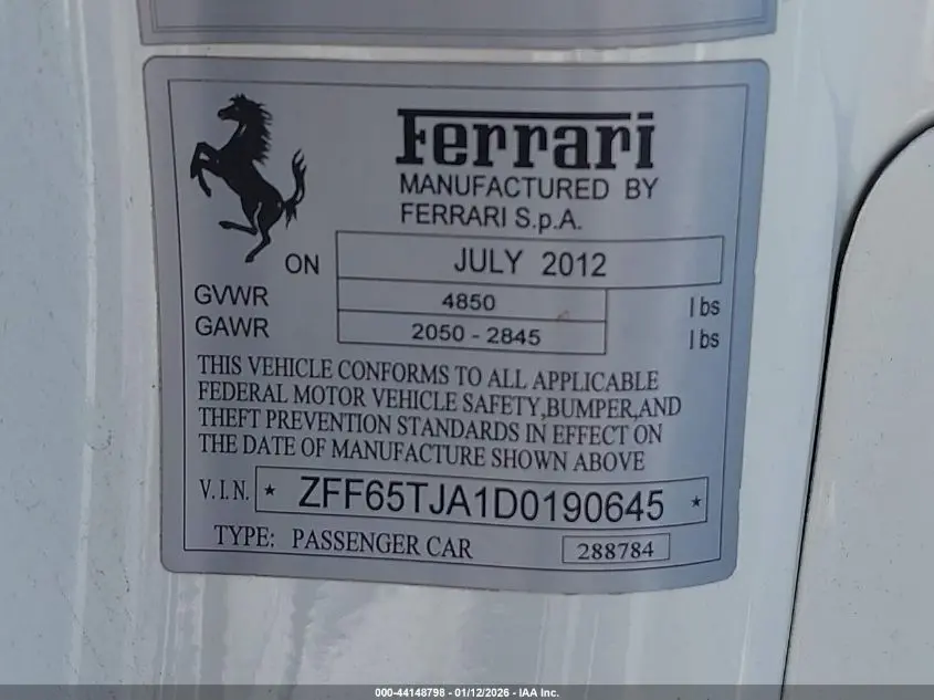 2013 FERRARI CALIFORNIA  