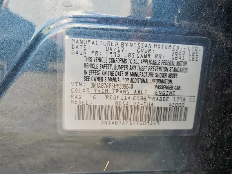 2017 NISSAN SENTRA SV  