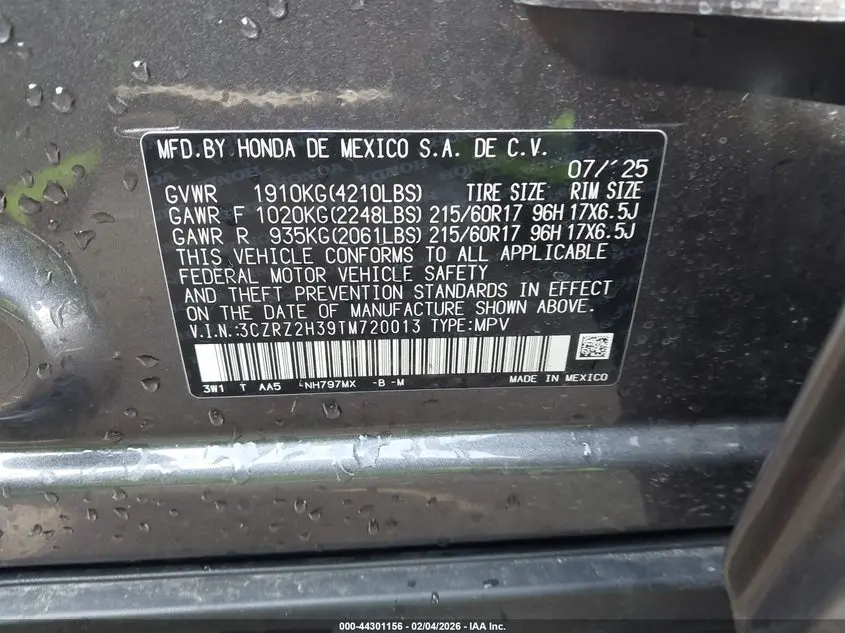 2026 HONDA HR-V AWD LX