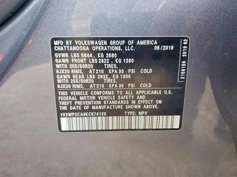 2019 VOLKSWAGEN ATLAS SE  