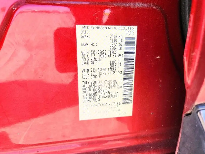 2015 NISSAN MURANO PLATINUM  