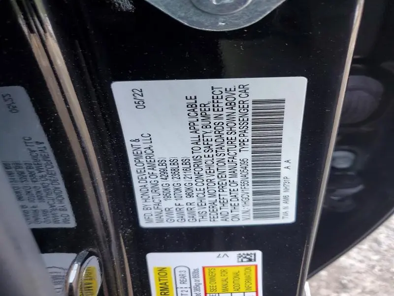 2022 HONDA ACCORD EXL  