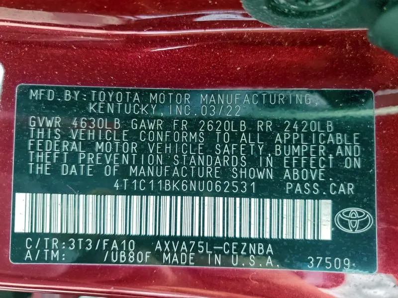 2022 TOYOTA CAMRY LE  