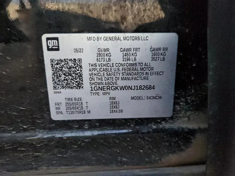 2022 CHEVROLET TRAVERSE LT  
