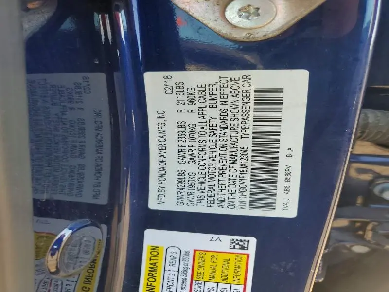 2018 HONDA ACCORD LX  