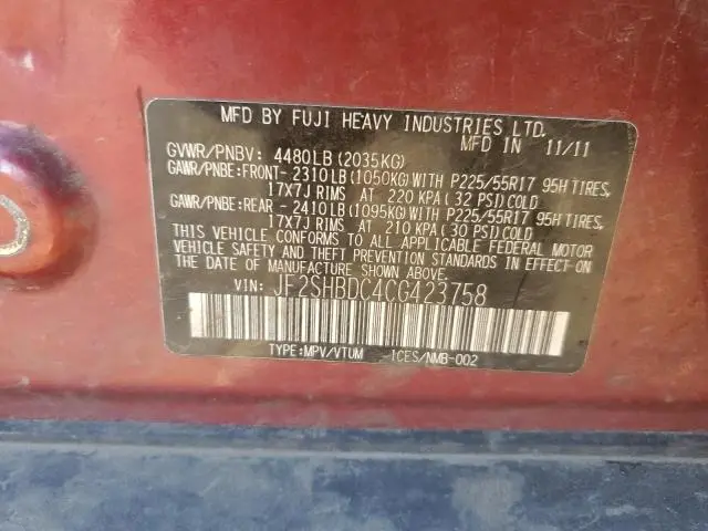 2012 SUBARU FORESTER 2.5X PREMIUM  