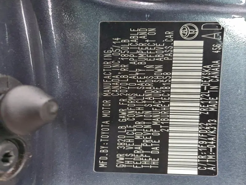 2014 TOYOTA COROLLA L  