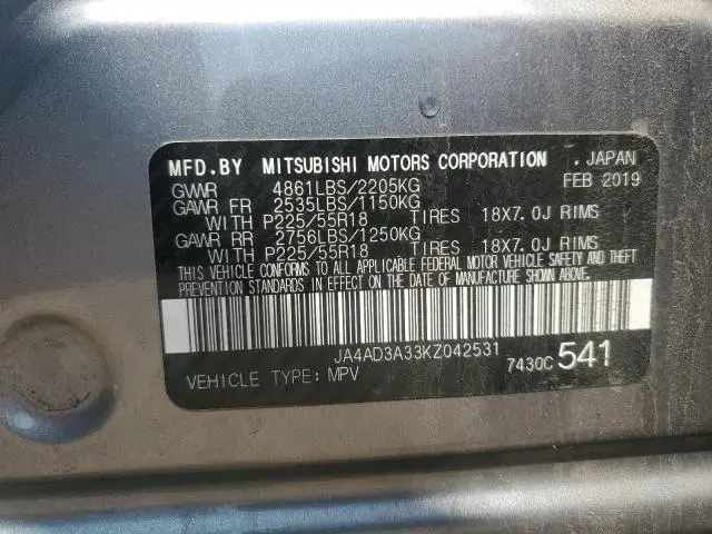 2019 MITSUBISHI OUTLANDER SE