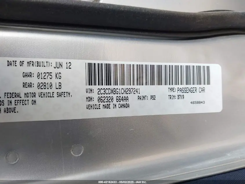 2012 DODGE CHARGER SE