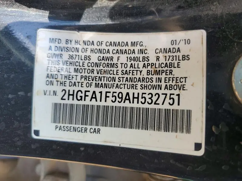 2010 HONDA CIVIC LX  