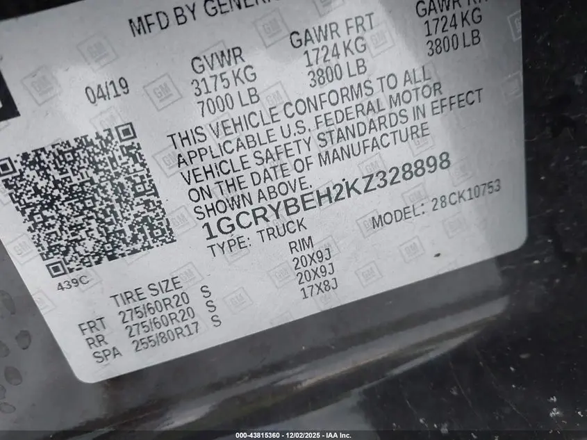 2019 CHEVROLET SILVERADO 1500 CUSTOM