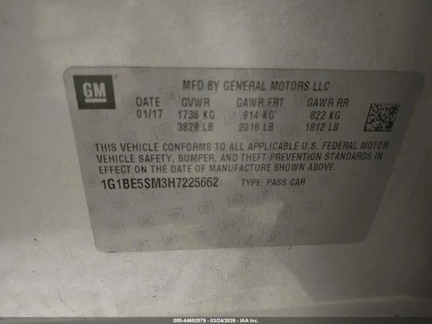 2017 CHEVROLET CRUZE LT AUTO